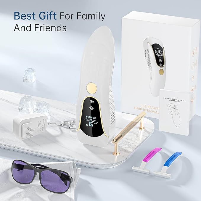 IPL Laser Hair Removal with Cooling System,Upgraded 3 Function,999,000 Flashes,9 Energy Levels,Painless Hair Remover Device for Face Armpits Legs Arms Bikini Line,Women and Men
